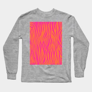 Zebra Stripes, Orange and Pink Long Sleeve T-Shirt